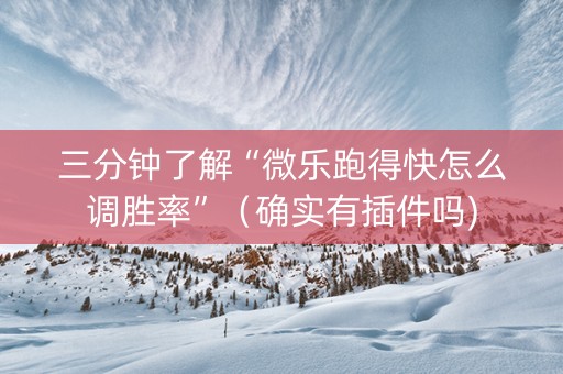 三分钟了解“微乐跑得快怎么调胜率”（确实有插件吗)