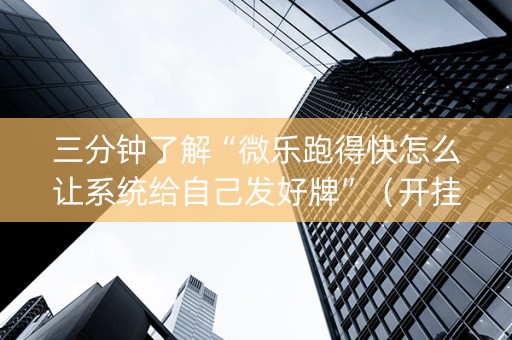 三分钟了解“微乐跑得快怎么让系统给自己发好牌”（开挂辅助器插件)