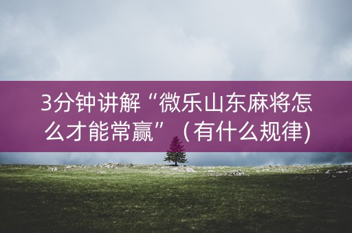 3分钟讲解“微乐山东麻将怎么才能常赢”（有什么规律)