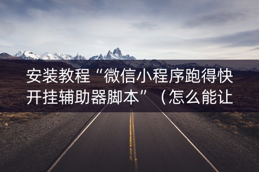 安装教程“微信小程序跑得快开挂辅助器脚本”（怎么能让牌好一点)