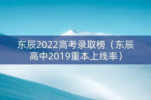 东辰2022高考录取榜（东辰高中2019重本上线率）