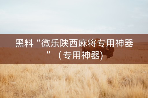 黑料“微乐陕西麻将专用神器”（专用神器)