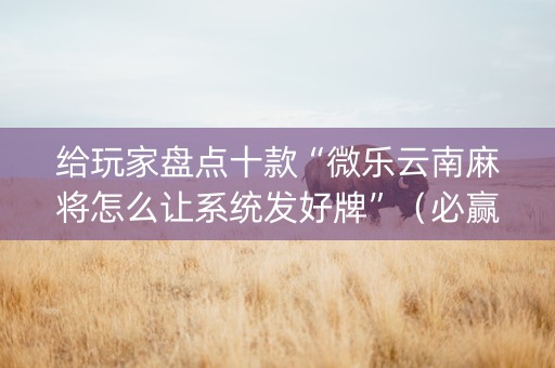 给玩家盘点十款“微乐云南麻将怎么让系统发好牌”（必赢神器免费安装)