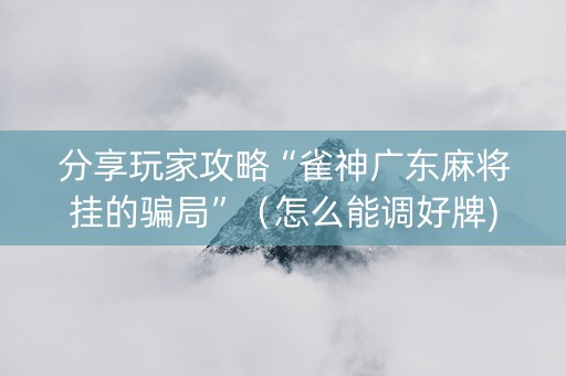 分享玩家攻略“雀神广东麻将挂的骗局”（怎么能调好牌)