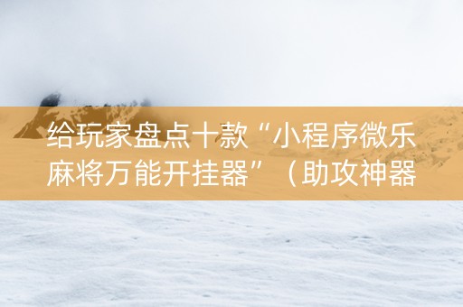 给玩家盘点十款“小程序微乐麻将万能开挂器”（助攻神器)
