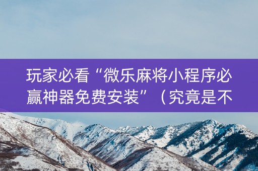 玩家必看“微乐麻将小程序必赢神器免费安装”（究竟是不是有挂)