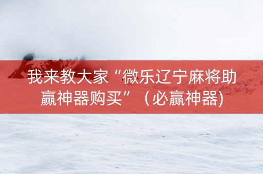 我来教大家“微乐辽宁麻将助赢神器购买”（必赢神器)
