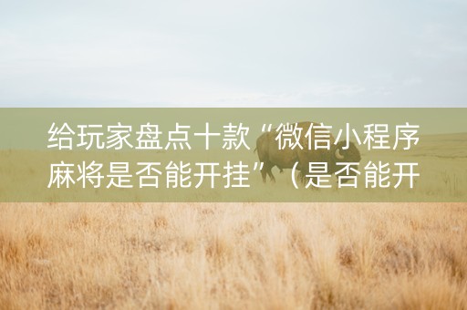 给玩家盘点十款“微信小程序麻将是否能开挂”（是否能开挂)