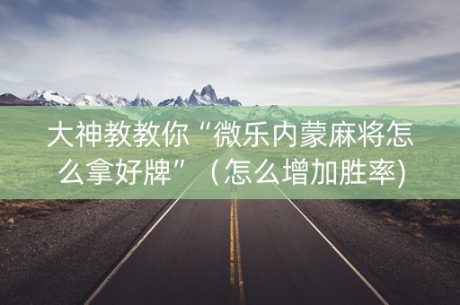 大神教教你“微乐内蒙麻将怎么拿好牌”（怎么增加胜率)