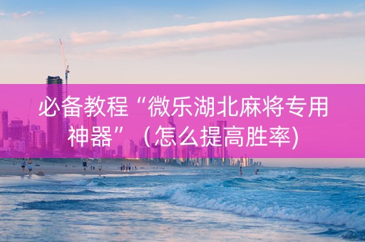 必备教程“微乐湖北麻将专用神器”（怎么提高胜率)