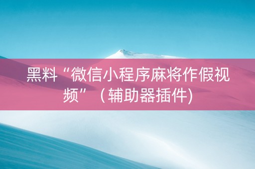 黑料“微信小程序麻将作假视频”（辅助器插件)