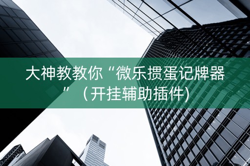 大神教教你“微乐掼蛋记牌器”（开挂辅助插件)
