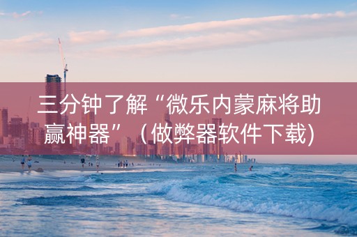 三分钟了解“微乐内蒙麻将助赢神器”（做弊器软件下载)