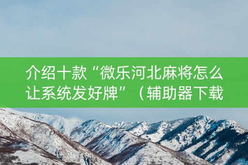 介绍十款“微乐河北麻将怎么让系统发好牌”（辅助器下载)