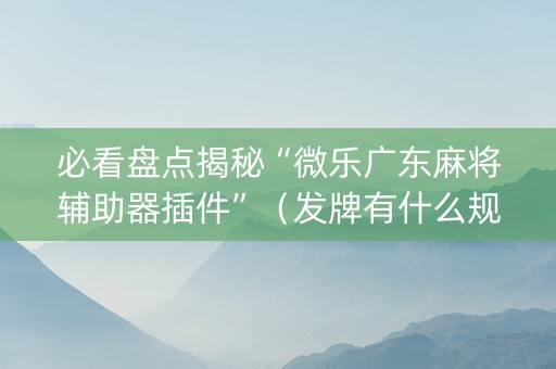 必看盘点揭秘“微乐广东麻将辅助器插件”（发牌有什么规律吗)