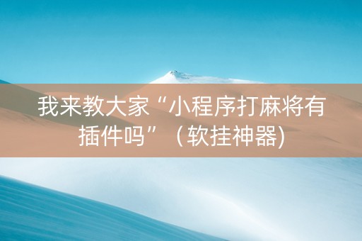 我来教大家“小程序打麻将有插件吗”（软挂神器)