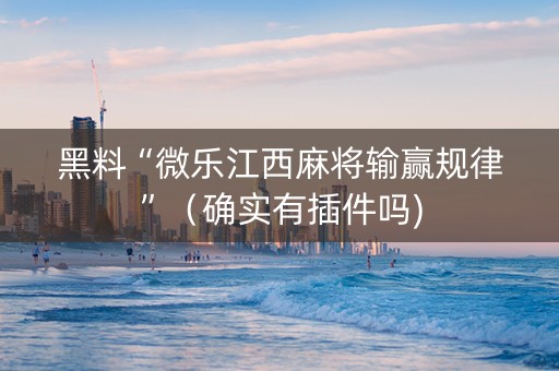 黑料“微乐江西麻将输赢规律”（确实有插件吗)