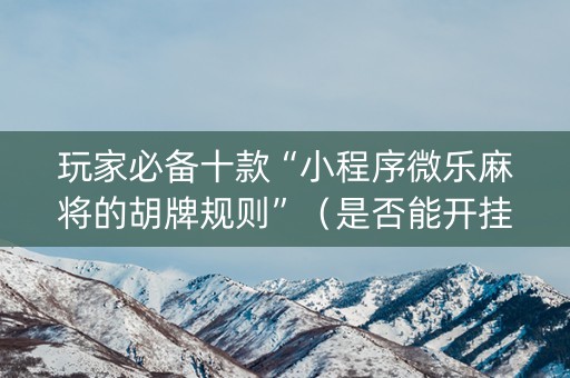 玩家必备十款“小程序微乐麻将的胡牌规则”（是否能开挂)