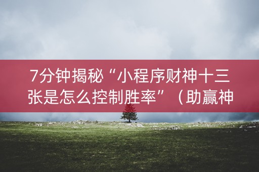 7分钟揭秘“小程序财神十三张是怎么控制胜率”（助赢神器)