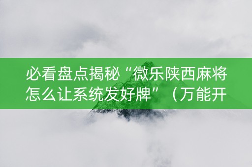 必看盘点揭秘“微乐陕西麻将怎么让系统发好牌”（万能开挂神器)