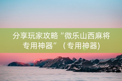 分享玩家攻略“微乐山西麻将专用神器”（专用神器)