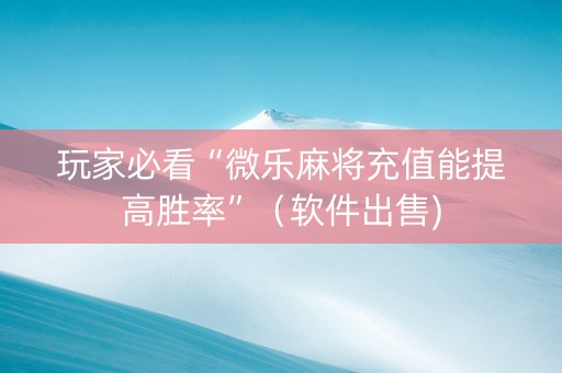玩家必看“微乐麻将充值能提高胜率”（软件出售)