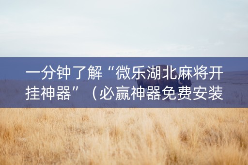 一分钟了解“微乐湖北麻将开挂神器”（必赢神器免费安装)