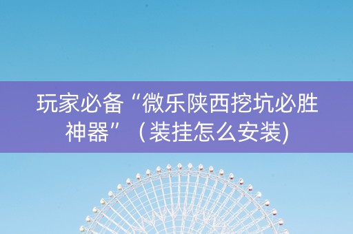 玩家必备“微乐陕西挖坑必胜神器”（装挂怎么安装)