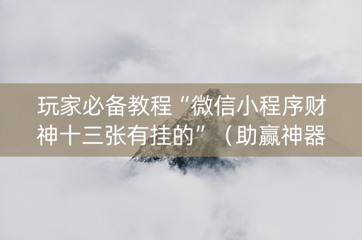 玩家必备教程“微信小程序财神十三张有挂的”（助赢神器)