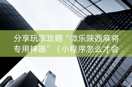 分享玩家攻略“微乐陕西麻将专用神器”（小程序怎么才会赢)
