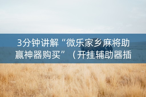 3分钟讲解“微乐家乡麻将助赢神器购买”（开挂辅助器插件)