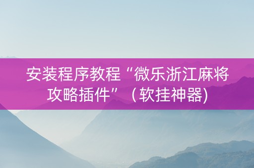 安装程序教程“微乐浙江麻将攻略插件”（软挂神器)
