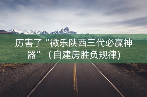 厉害了“微乐陕西三代必赢神器”（自建房胜负规律)