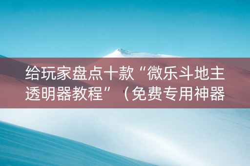 给玩家盘点十款“微乐斗地主透明器教程”（免费专用神器)