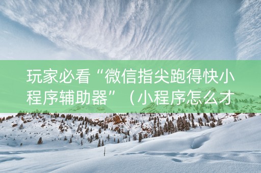 玩家必看“微信指尖跑得快小程序辅助器”（小程序怎么才会赢)