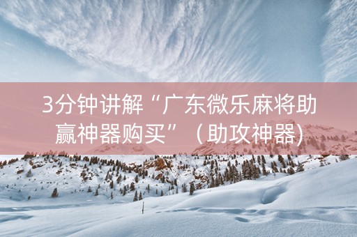 3分钟讲解“广东微乐麻将助赢神器购买”（助攻神器)