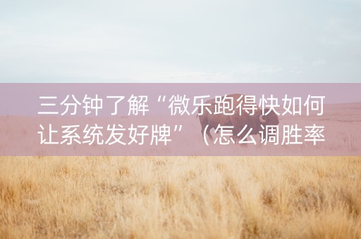 三分钟了解“微乐跑得快如何让系统发好牌”（怎么调胜率)