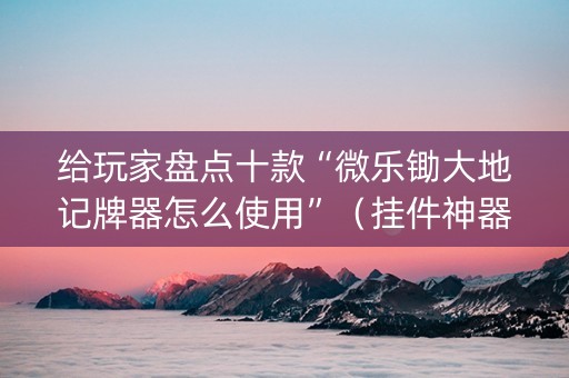 给玩家盘点十款“微乐锄大地记牌器怎么使用”（挂件神器)