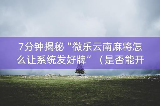 7分钟揭秘“微乐云南麻将怎么让系统发好牌”（是否能开挂)
