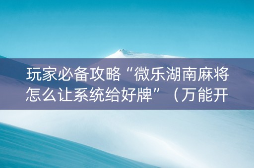 玩家必备攻略“微乐湖南麻将怎么让系统给好牌”（万能开挂神器)