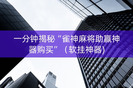 一分钟揭秘“雀神麻将助赢神器购买”（软挂神器)