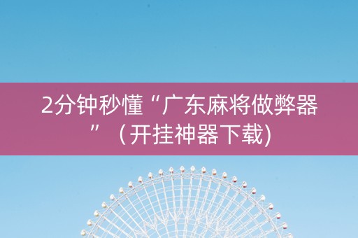 2分钟秒懂“广东麻将做弊器”（开挂神器下载)