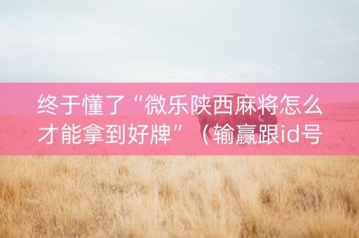 终于懂了“微乐陕西麻将怎么才能拿到好牌”（输赢跟id号有关系吗)