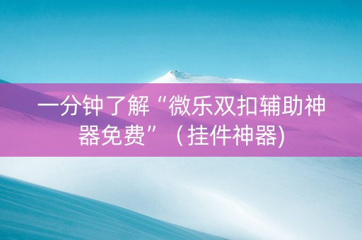 一分钟了解“微乐双扣辅助神器免费”（挂件神器)