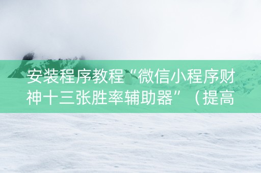 安装程序教程“微信小程序财神十三张胜率辅助器”（提高胜率技巧)