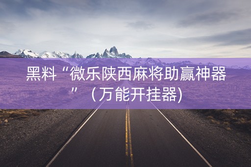 黑料“微乐陕西麻将助赢神器”（万能开挂器)