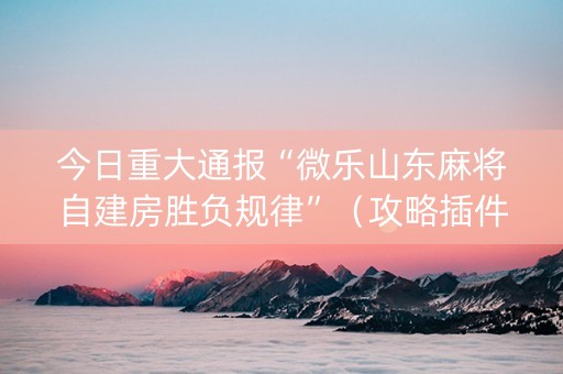 今日重大通报“微乐山东麻将自建房胜负规律”（攻略插件)