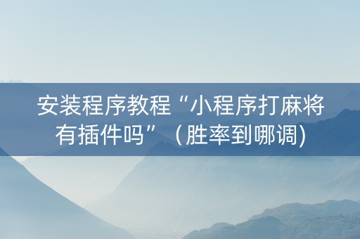 安装程序教程“小程序打麻将有插件吗”（胜率到哪调)