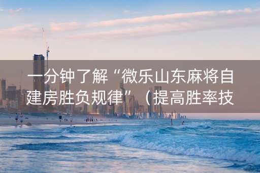 一分钟了解“微乐山东麻将自建房胜负规律”（提高胜率技巧)