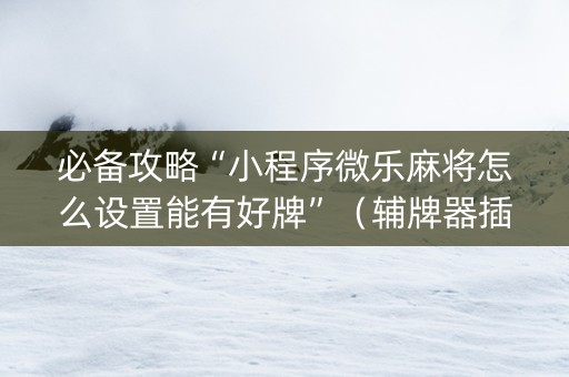必备攻略“小程序微乐麻将怎么设置能有好牌”（辅牌器插件购买)